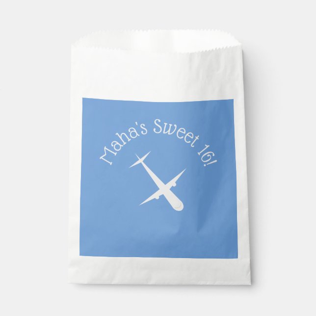 Bolsa De Papel Avión en azul personalizado (Anverso)