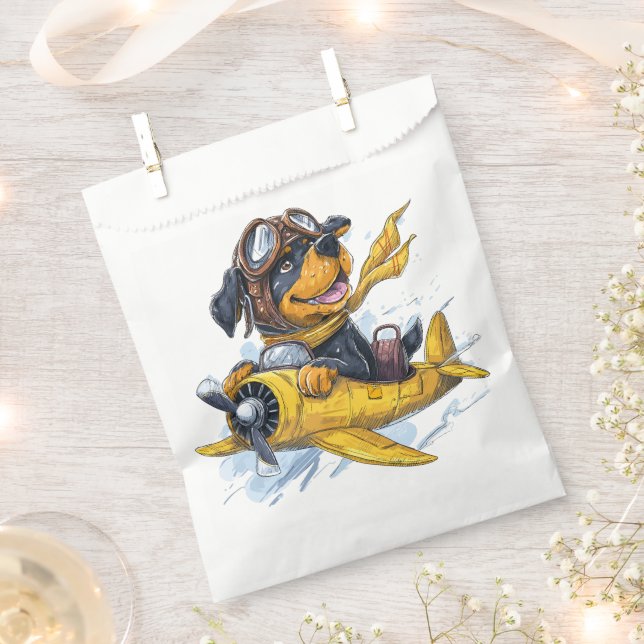 Bolsa De Papel Avión piloto de perros Rottweiler (Cortado)