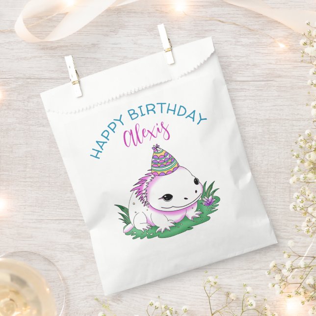 Bolsa De Papel Axolotl Chica de Cumpleaños Personalizado Tema (Cortado)