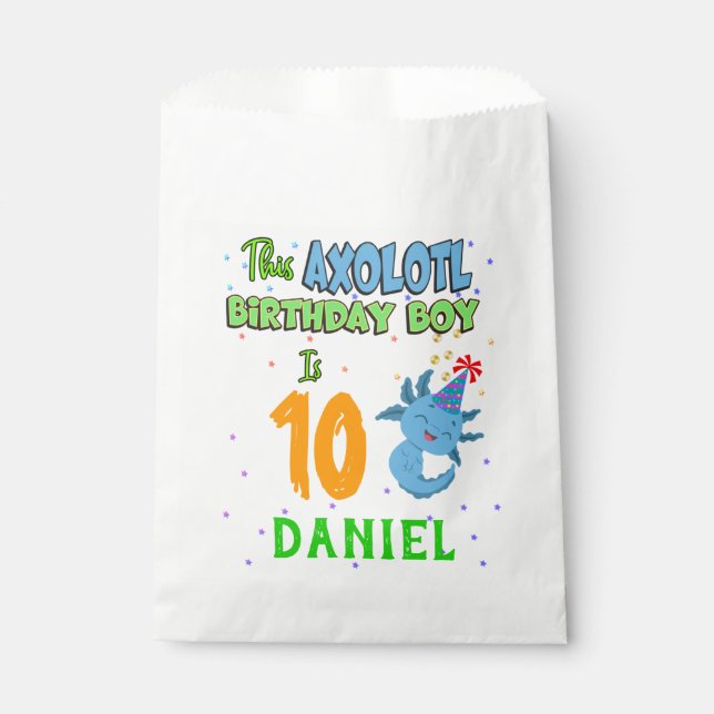 Bolsa De Papel Axolotl Personalizado Nacimiento Niño Coincidiendo (Anverso)