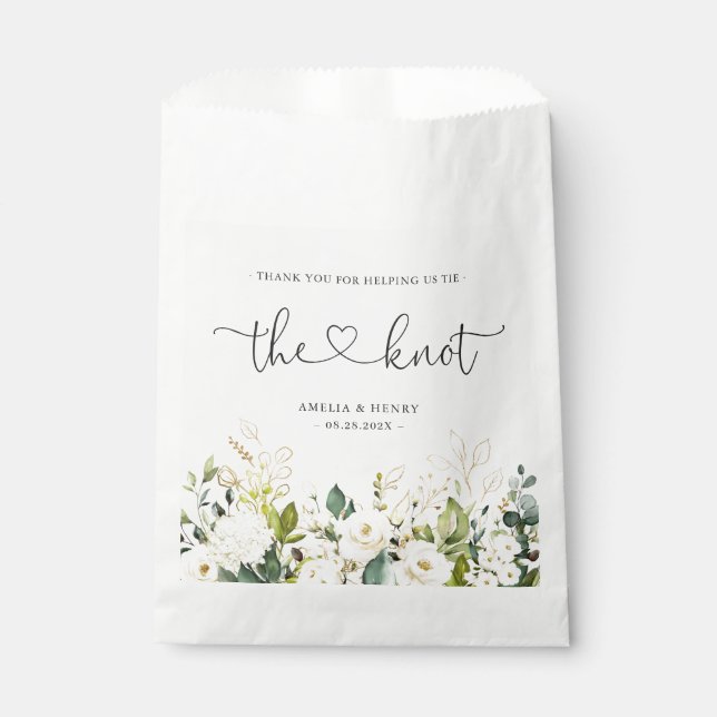 Bolsa De Papel Azar el nudo | Boda Floral Verde Gracias F (Anverso)