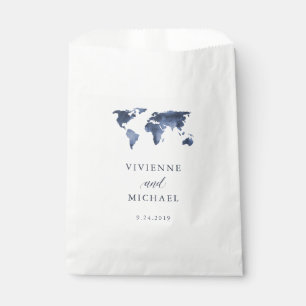 Bolsa De Papel Azul acuático Boda de Mapa Mundial