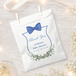 Bolsa De Papel Azul Bow Eucalyptus Escudo Baby Shower Gracias
