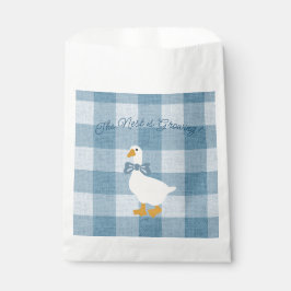 Bolsa De Papel Azul Claro Cuadros de Ganso a Cuadros
