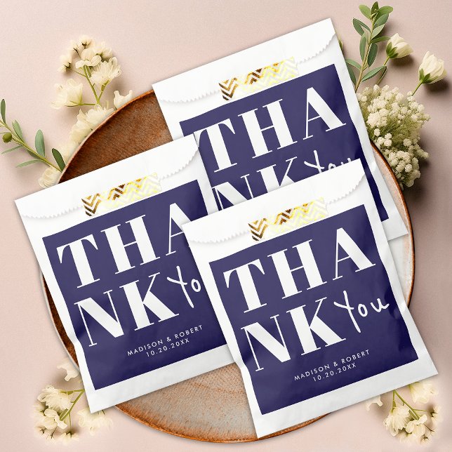 Bolsa De Papel Azul de la Marina Moderna Gracias Fiesta de Bodas (Subido por el creador)