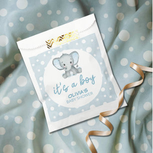 Bolsa De Papel Azul elefante lindo es un niño Baby Shower