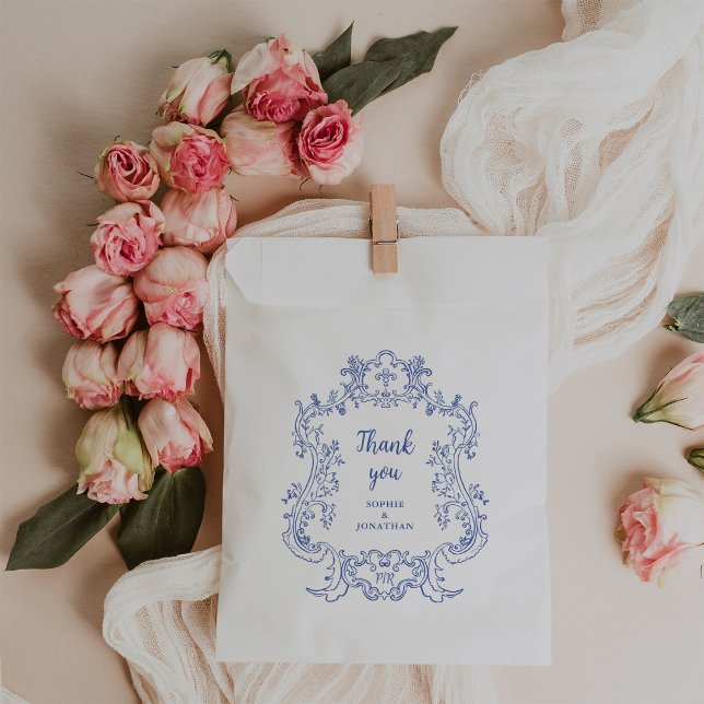 Bolsa De Papel Azul Regal | Marco barroco vintage (Subido por el creador)