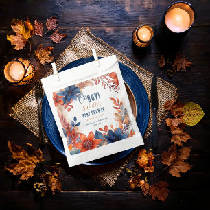 Bolsa De Papel Azul Terracota Oh Boy Fall Floral Baby Shower