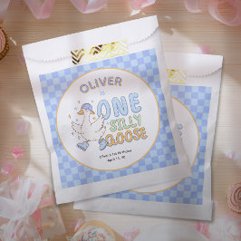 Bolsa De Papel Azul Un Ganso Tonto - Cumpleaños Primer Niño
