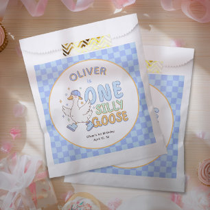 Bolsa De Papel Azul Un Ganso Tonto - Cumpleaños Primer Niño