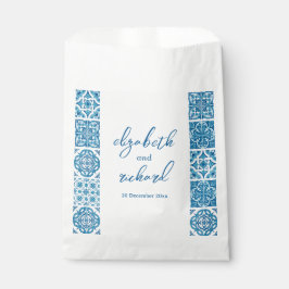 Bolsa De Papel Azulejos azules de limón mediterráneos modernos pa