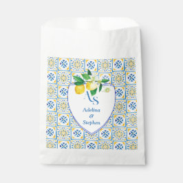 Bolsa De Papel Azulejos mediterráneos azules Italia Escudo Boda d