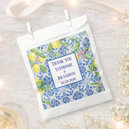 Bolsa De Papel Azulejos Portugueses Limones Boda Mediterránea
