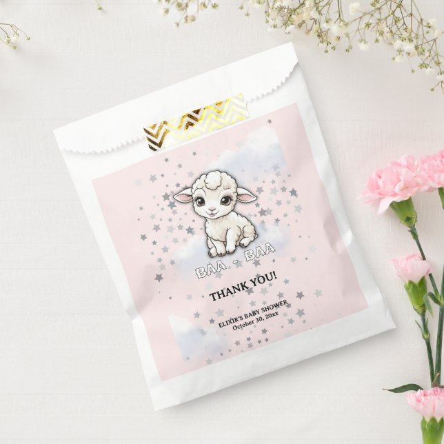 Bolsa De Papel Baa-baa A Little Lamb Stars Baby Shower (Sellado)