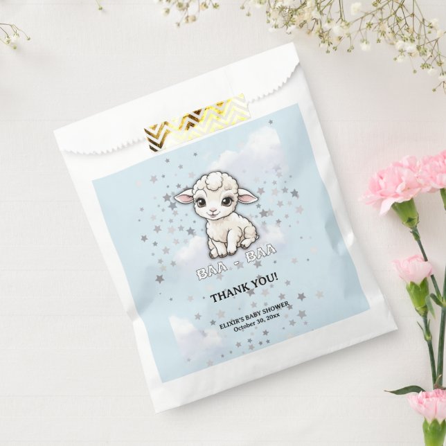 Bolsa De Papel Baa-baa A Little Lamb Stars Baby Shower (Sellado)