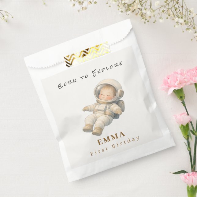 Bolsa De Papel Baby Astronaut First Birthday Favor Bags (Sellado)