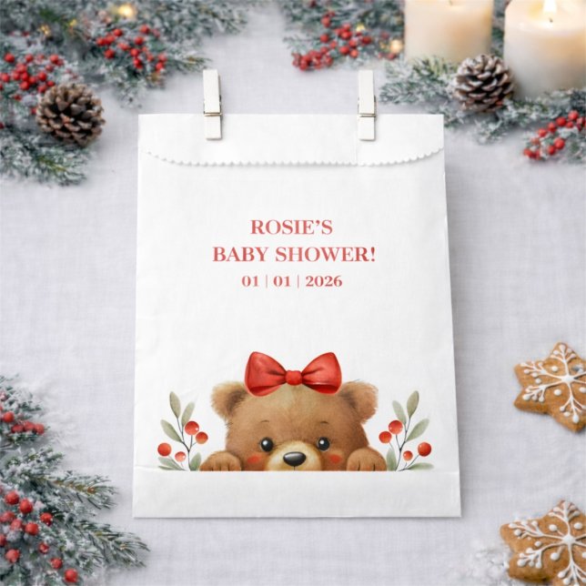 Bolsa De Papel Baby Bear And Rowan Berries Baby Shower (Baby Bear And Rowan Berries Baby Shower Favor Bag)