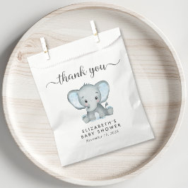 Bolsa De Papel Baby Boy Shower Blue Elephant Gracias