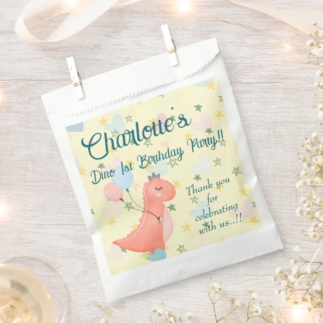 Bolsa De Papel Baby Dino Birthday (Cortado)