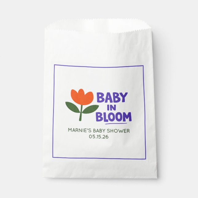 Bolsa De Papel Baby in Bloom Tulip Trendy Modern Baby Shower (Anverso)