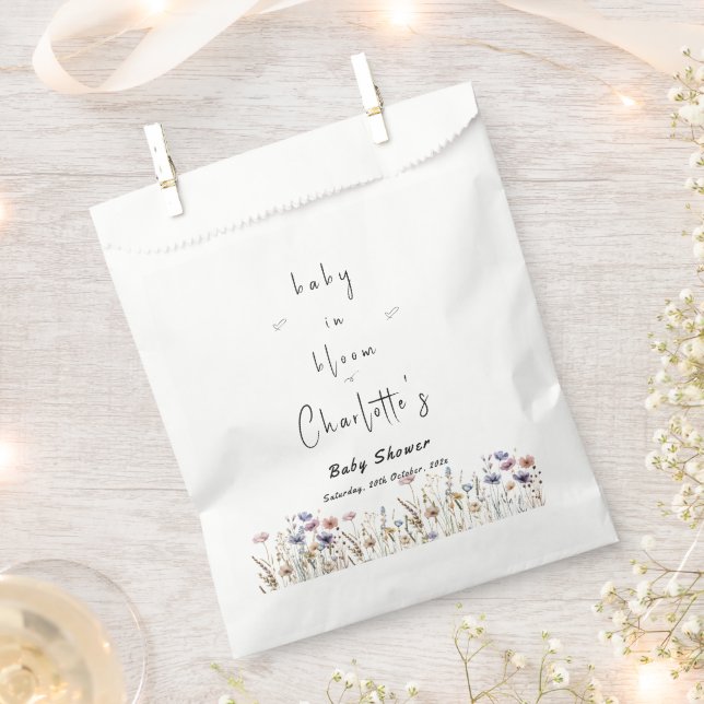 Bolsa De Papel Baby In Bloom Wildflower Baby Shower (Cortado)