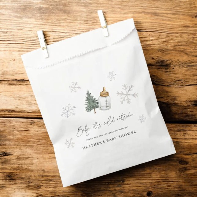 Bolsa De Papel Baby It's Cold Outside Mountain Winter Baby Shower (Subido por el creador)