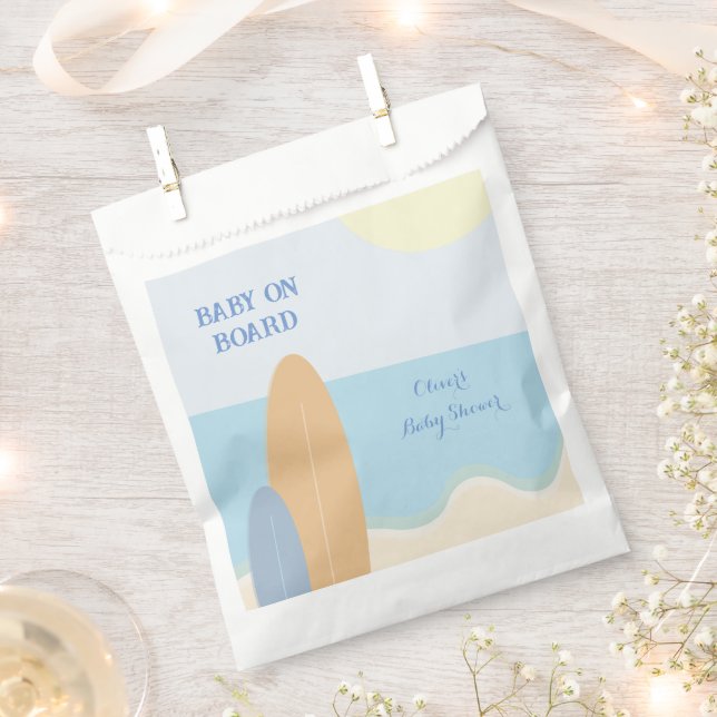 Bolsa De Papel Baby on Board Surfing Beach Baby Shower (Cortado)