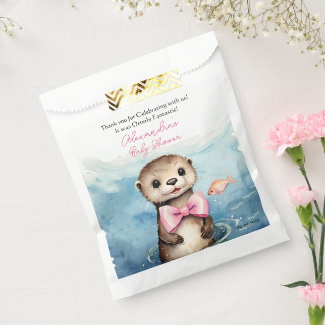 Bolsa De Papel Baby Otter Chica Baby Shower Gracias (Sellado)