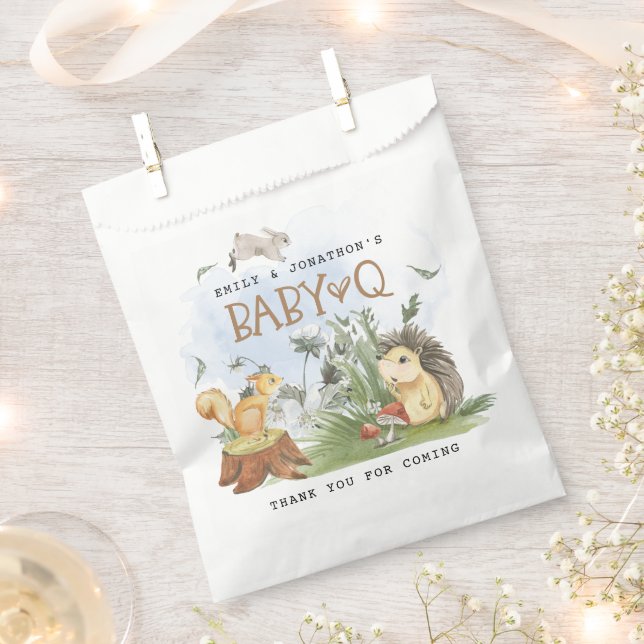 Bolsa De Papel Baby Q Backyard Baby Shower Woodland Gracias (Cortado)