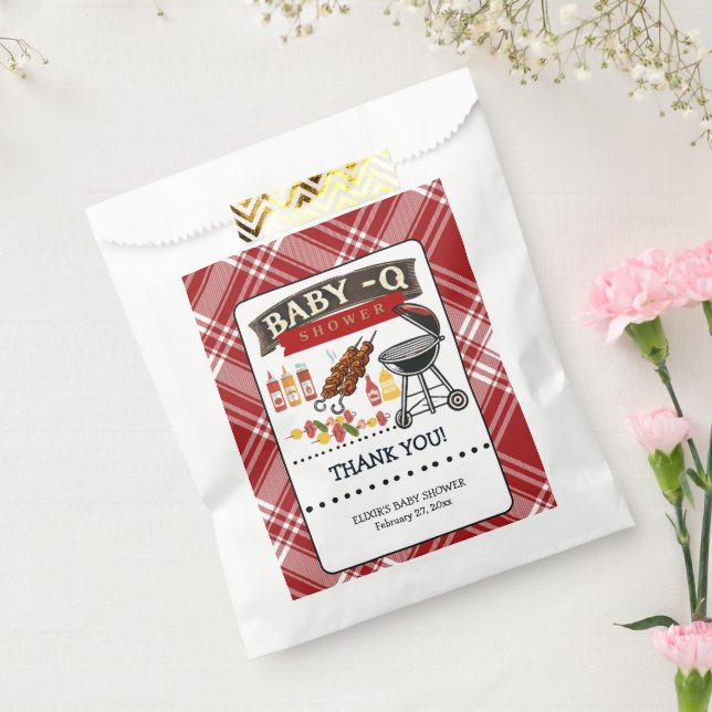 Bolsa De Papel Baby-Q Checkered Red & Black Grill Baby Shower (Sellado)