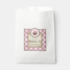 Bolsa De Papel Baby Q Pink Gingham y Cupcake