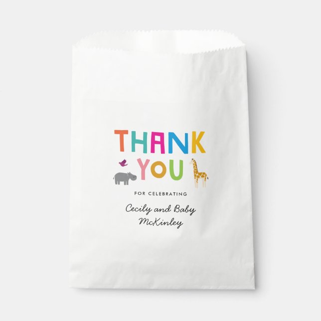 Bolsa De Papel Baby Shower a favor del Safari Animal Africano (Anverso)