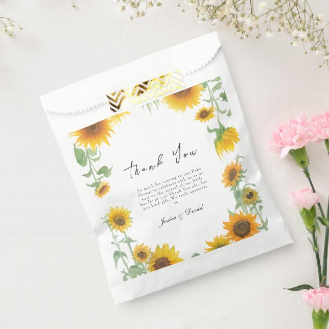 Bolsa De Papel Baby Shower amarillo elegante girasol sunny (Sellado)