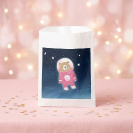 Bolsa De Papel Baby Shower astronauta de oso espacial rosa