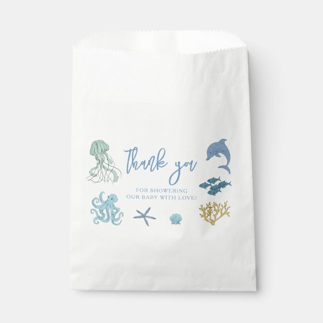 Bolsa De Papel Baby Shower azul marino (Anverso)