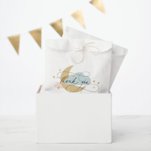 Bolsa De Papel Baby Shower azul rosa Moon and Stars