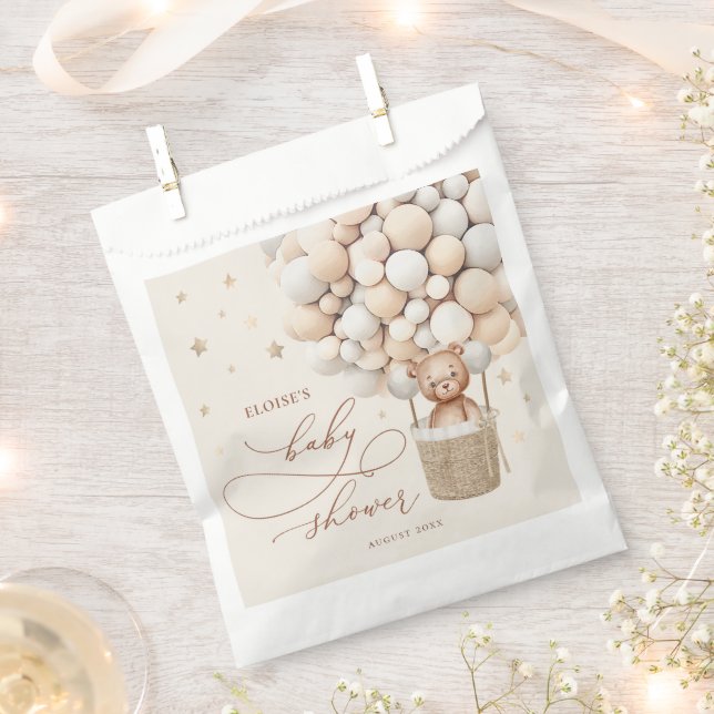 Bolsa De Papel Baby Shower Bearly Wait Neutral Bear Bear Balloon (Cortado)