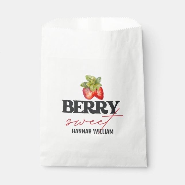 Bolsa De Papel Baby Shower Berry Sweet Strawberries (Anverso)
