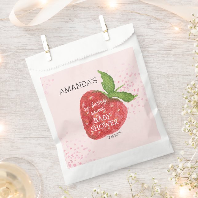Bolsa De Papel Baby Shower Berry Sweet Strawberry (Cortado)