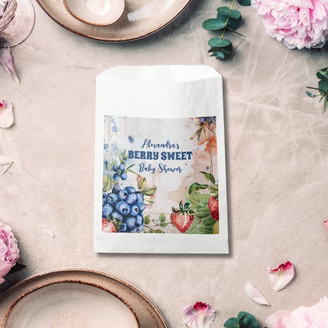Bolsa De Papel Baby Shower Berry Sweet Wild Berries & Flowers (Subido por el creador)