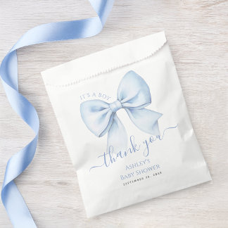 Bolsa De Papel Baby Shower Blue Bow It's a Boy Thank You