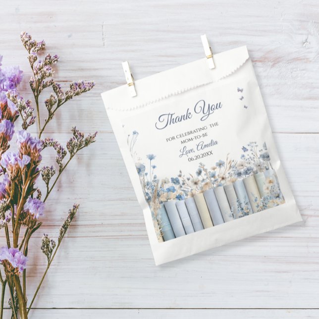 Bolsa De Papel Baby Shower Blue Floral (Subido por el creador)
