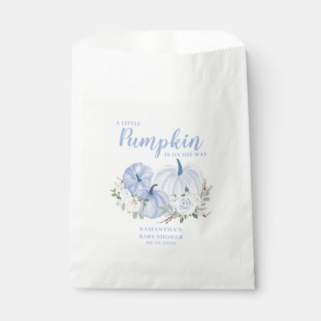 Bolsa De Papel Baby Shower Blue Little Pumpkin Boy (Anverso)