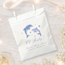Bolsa De Papel Baby Shower Blue Modern Summer Dolphin Stars