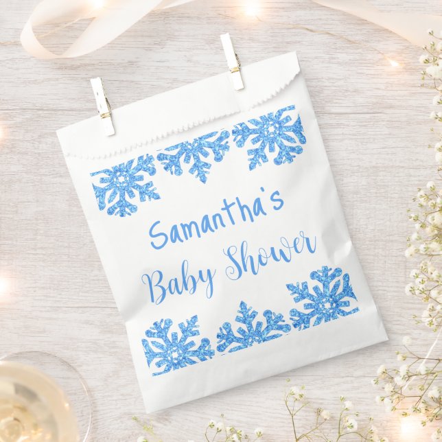 Bolsa De Papel Baby Shower Blue Snowflake Winboy Boy (Cortado)