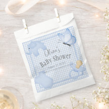 Baby Shower Blue White Gingham Boy