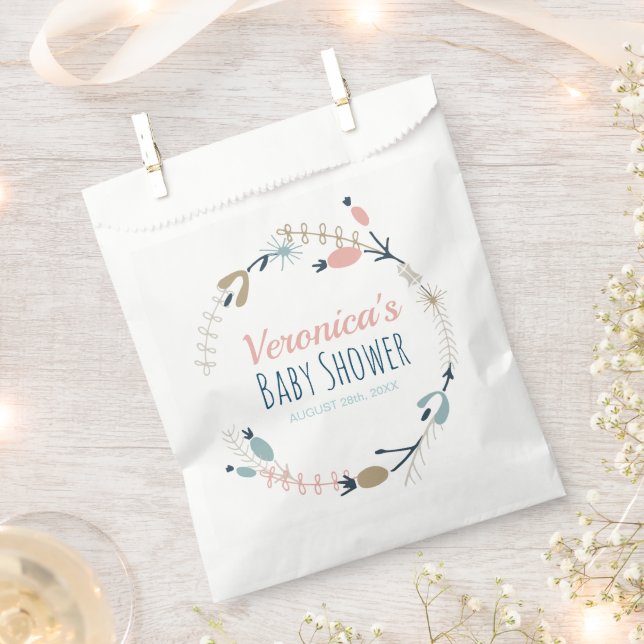 Bolsa De Papel Baby Shower botánico Rustic Pastel (Cortado)