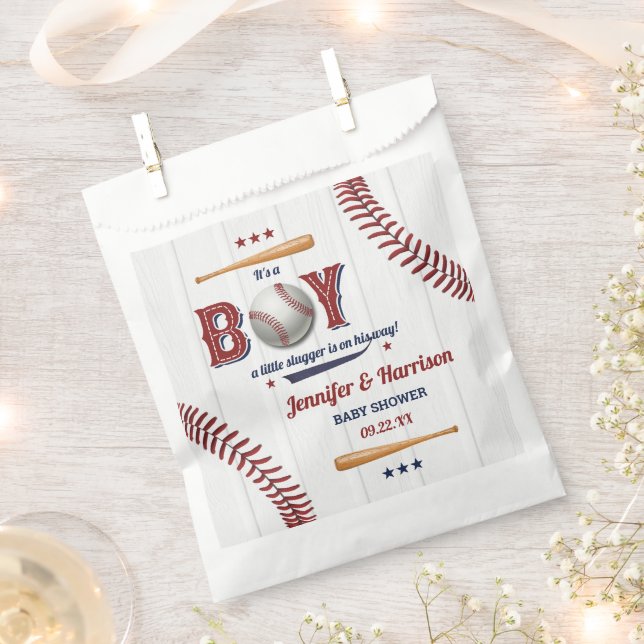 Bolsa De Papel Baby Shower Boys Baseball (Cortado)