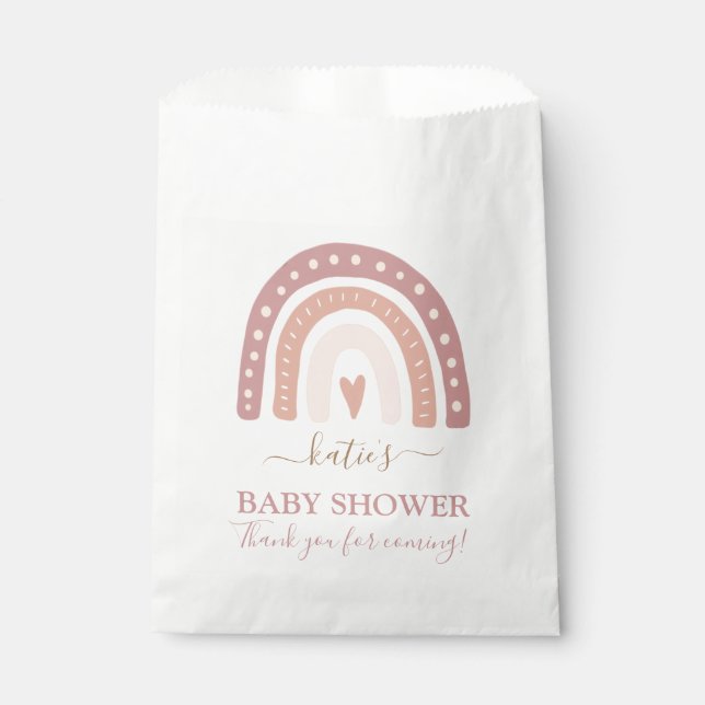 Bolsa De Papel Baby Shower Chica de arcoiris rosa Rubor moderno (Anverso)