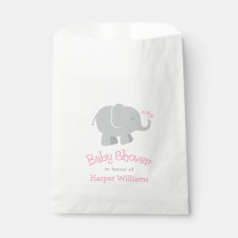 Bolsa De Papel Baby Shower Chica de Elefantes Modernos Rosa y Gri